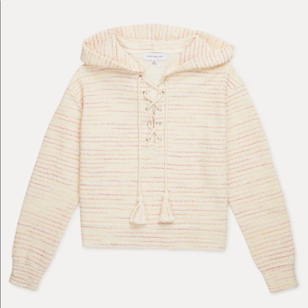 Something Navy Textured Lace Up Hoodie